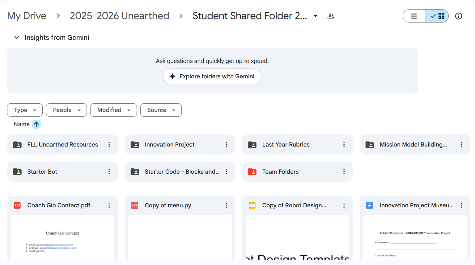 Shared student folder
